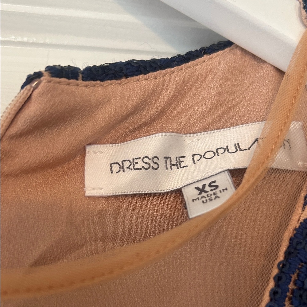 Dress the Population Navy and Nude Long Sleeve Dress - Picture 2 of 7